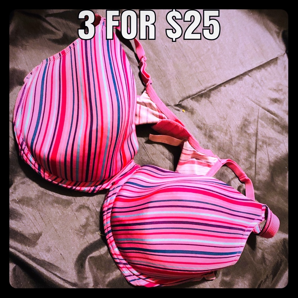 Pink padded striped bra 42DD